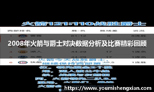 2008年火箭与爵士对决数据分析及比赛精彩回顾